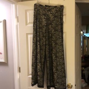 V Cristina brand black lace, nude lined. Wide leg pants to WOW at every function